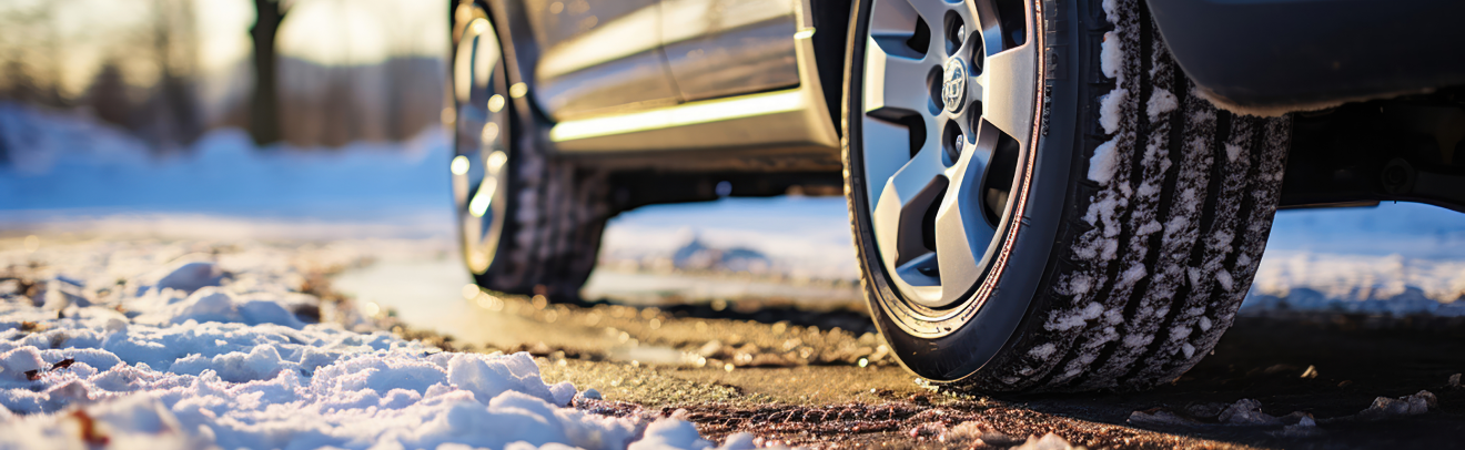 auto na zasniezonej drodze